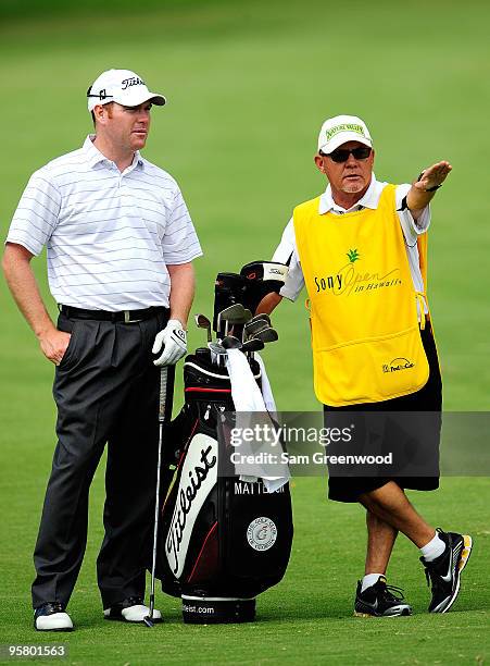 Troy Matteson looks over a shot on the 14th hole during the second round of the Sony Open at Waialae Country Club on January 15, 2010 in Honolulu,...