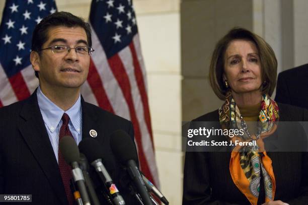 Jan 15: House Democratic Caucus Vice Chairman Xavier Becerra, D-Calif., and House Speaker Nancy Pelosi, D-Calif., during a news conference after the...