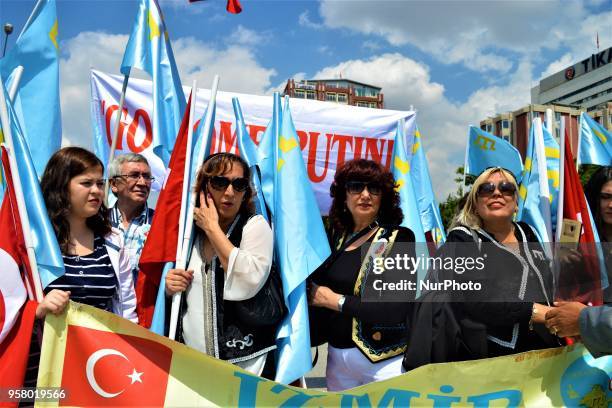 People attend a mourning rally marking the Deportation of the Crimean Tatars in Ankara, Turkey, on Sunday, May 13, 2018. A total of 238,500 people...