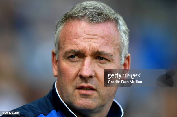 Paul Lambert, Manager of Stoke City looks on prior to the Premier League match between Swansea City and Stoke City at Liberty Stadium on May 13, 2018...