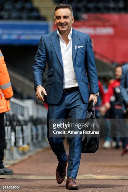 Swansea manager Carlos Carvalhal during the Premier League match between Swansea City and Stoke City at The Liberty Stadium on May 13, 2018 in...