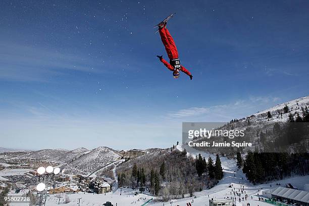 Shuang Cheng of China competes in the Ladies Aerial qualification during the 2010 FIS Freestyle Skiing World Cup on January 15, 2010 in Park City,...
