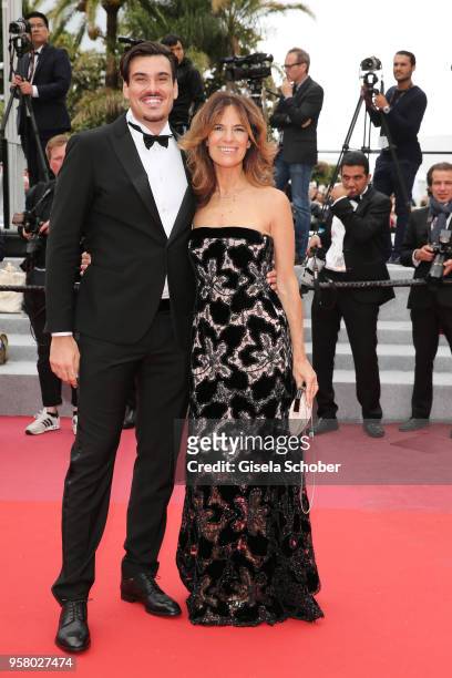 Giuseppe Vicino and Roberta Armani attend the screening of "Happy As Lazzaro " during the 71st annual Cannes Film Festival at Palais des Festivals on...