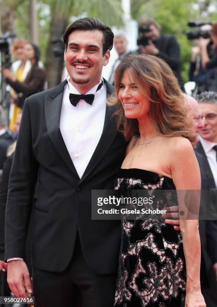 Giuseppe Vicino and Roberta Armani attend the screening of "Happy As Lazzaro " during the 71st annual Cannes Film Festival at Palais des Festivals on...