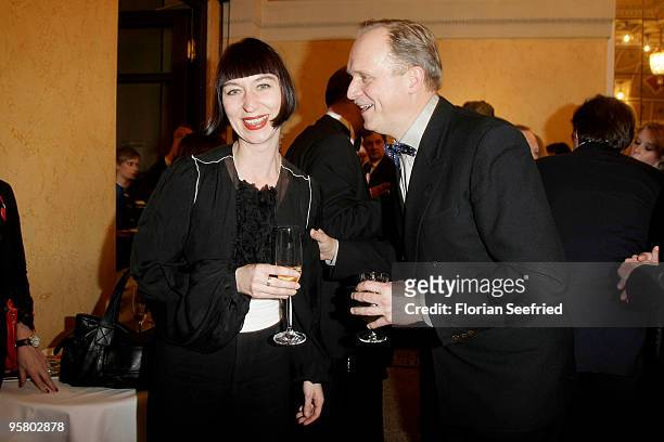 Actor Ulrich Tukur and wife, photographer Katharina John attend the afterparty of the Bavarian Movie Award 2010 at the Prinzregententheater on...
