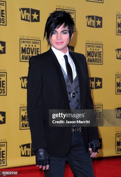 Singer Adam Lambert arrives at the 15th annual Critics' Choice Movie Awards held at the Hollywood Palladium on January 15, 2010 in Hollywood,...