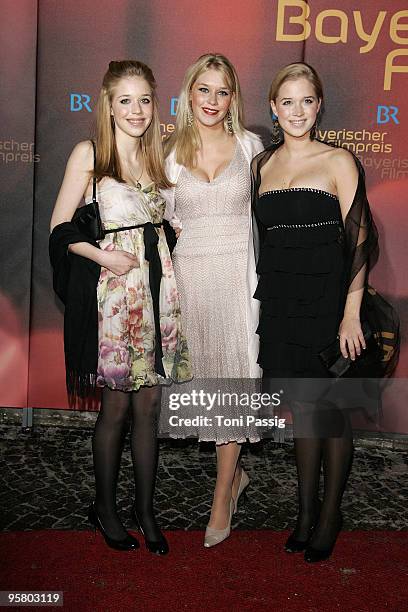 Josephina Vilsmaier, Nina Vilsmaier and Theresa Vilsmaier attend the Bavarian Movie Award at Prinzregententheater on January 15, 2010 in Munich,...