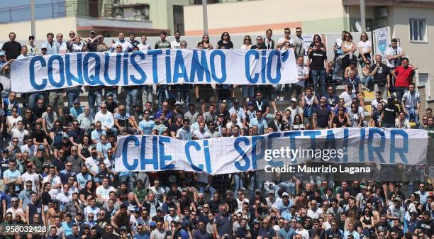 Supporters of Lazio during the serie A match between FC Crotone and SS Lazio at Stadio Comunale Ezio Scida on May 13, 2018 in Crotone, Italy.