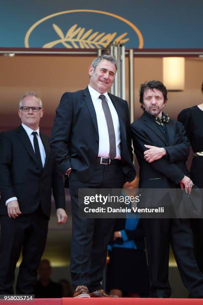 Actors Sergi Lopez and David Bennent attends the screening of "Happy As Lazzaro " during the 71st annual Cannes Film Festival at Palais des Festivals...