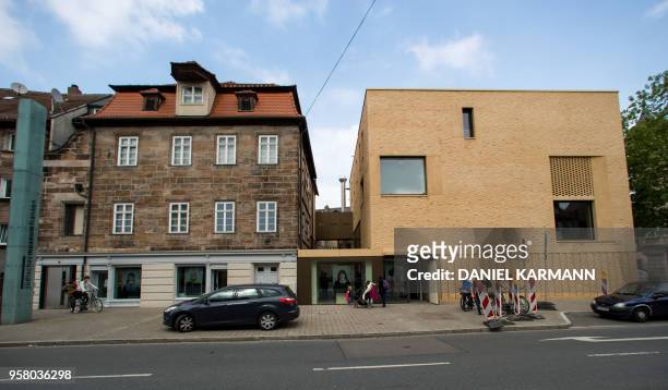 Picture taken on May 11, 2018 shows a view of the old building and the new wing of the Jewish Museum of Franconia in Fuerth, southern Germany. /...