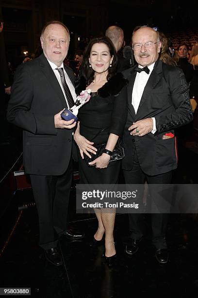 Director Joseph Vilsmaier and actress Hannelore Elsner and director Volker Schloendorff attend the afterparty of the Bavarian Movie Award at...