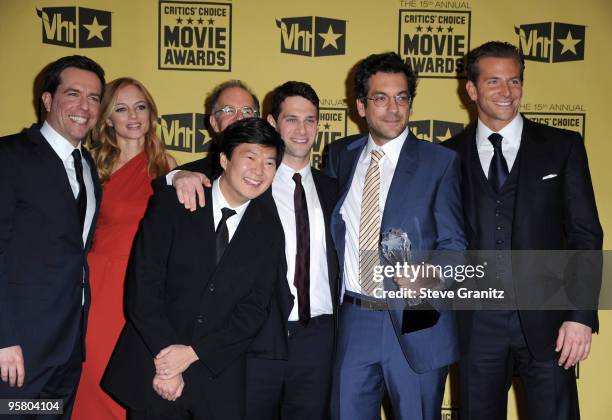 Actors Ed Helms, Heather Graham, Ken Jeong, Justin Bartha, director Todd Phillips, and actor Bradley Cooper pose in the press room at the 15th annual...