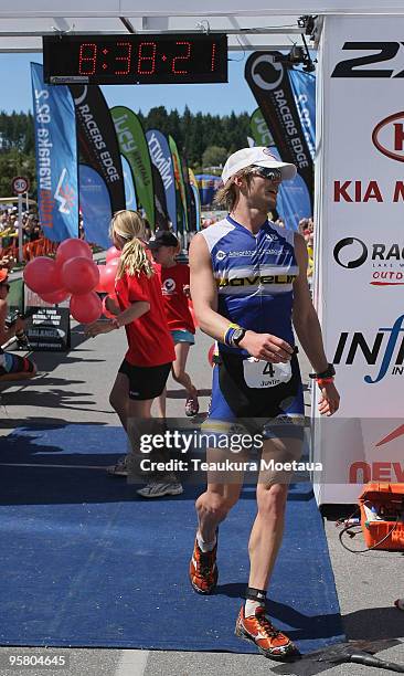 Justin Daerr of USA finishes Challenge Wanaka at Wanaka on January 16, 2010 in Wanaka, New Zealand.