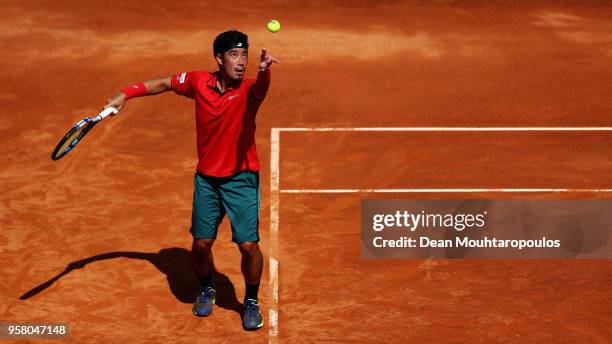 Yuichi Sugita of Japan serves in his match against Ryan Harrison of the USA during day one of the Internazionali BNL d'Italia 2018 tennis at Foro...