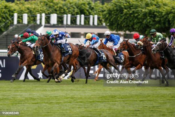 Olivier Peslier riding Teppal win The Emirates Poule dâEssai des Pouliches at Hippodrome de Longchamp on May 13, 2018 in Paris, France.