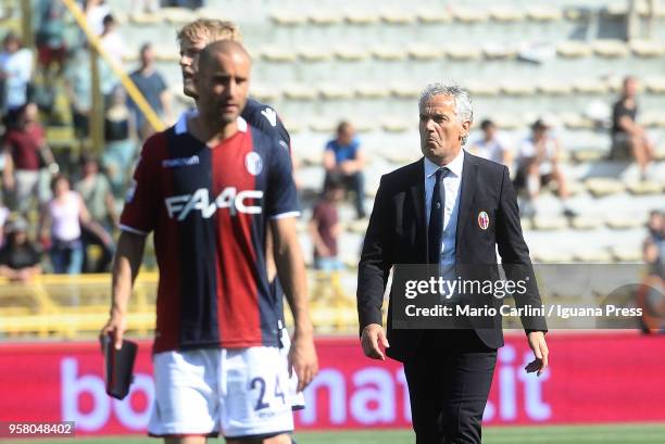 Roberto Donadoni head coach of Bologna FC looks dejected at the end of the serie A match between Bologna FC and AC Chievo Verona at Stadio Renato...