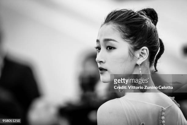 Image has been digitally retouched) Guan Xiaotong attends the screening of 'Ash Is The Purest White ' during the 71st annual Cannes Film Festival at...