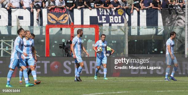 Players of Lazio during the serie A match between FC Crotone and SS Lazio at Stadio Comunale Ezio Scida on May 13, 2018 in Crotone, Italy.