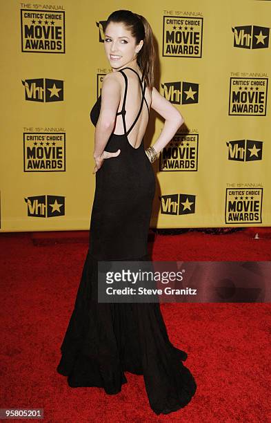Actress Anna Kendrick arrives at the 15th annual Critics' Choice Movie Awards held at Hollywood Palladium on January 15, 2010 in Hollywood,...
