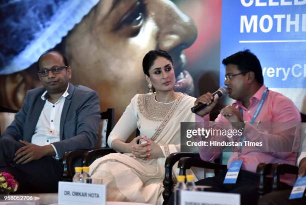 Dr. Omkar Hota with UNICEF Goodwill Advocate Kareena Kapoor Khan, and UNICEF Officiating Chief of Health Dr. Gagan Gupta during a program and panel...