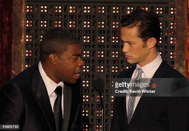 Actors Tracy Morgan and Joseph Gordon-Levitt present the Best Action Movie award onstage during the 15th annual Critics' Choice Movie Awards held at...