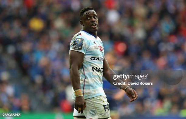 Yannick Nyanga of Racing 92 looks on during the European Rugby Champions Cup Final match between Leinster Rugby and Racing 92 at San Mames Stadium on...