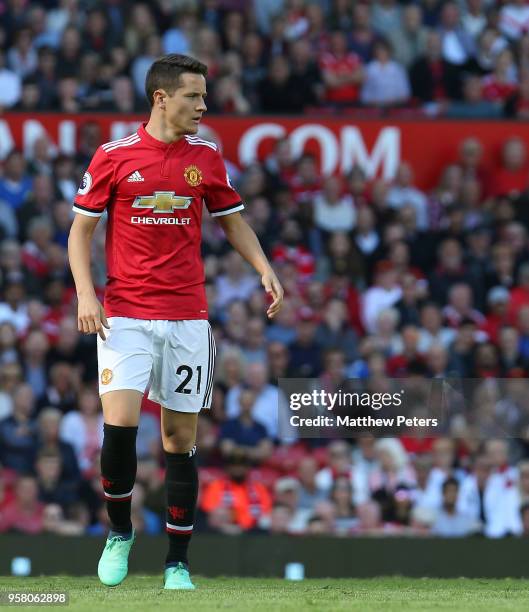 Ander Herrera of Manchester United in action during the Premier League match between Manchester United and Watford at Old Trafford on May 13, 2018 in...