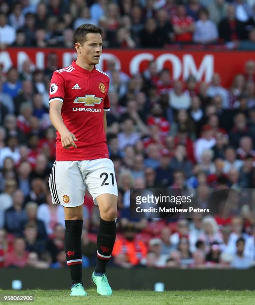 Ander Herrera of Manchester United in action during the Premier League match between Manchester United and Watford at Old Trafford on May 13, 2018 in...