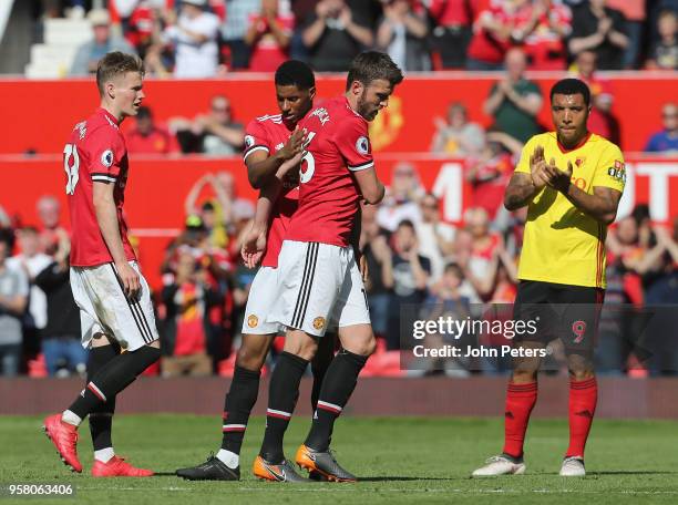 Michael Carrick of Manchester United leaves the pitch during his final match for the club during the Premier League match between Manchester United...