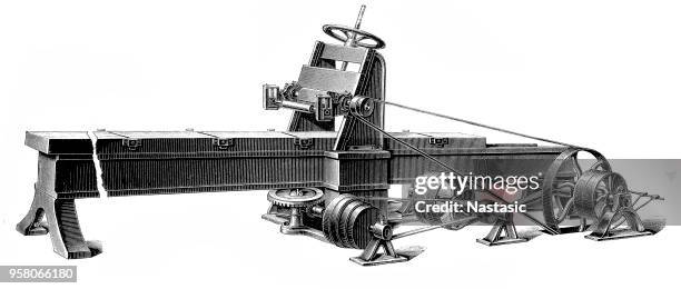 wood planer (tangential planer) machine - empty running track stock illustrations