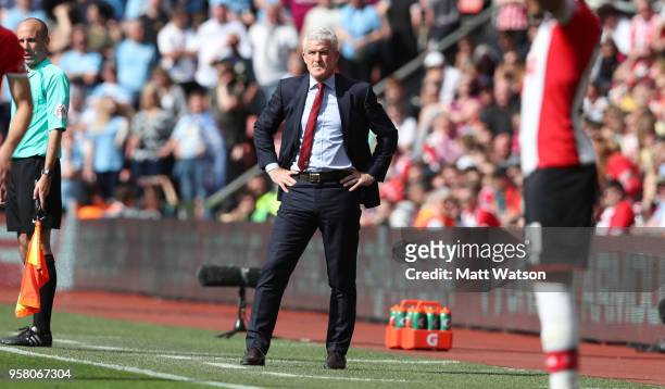Mark Hughes of Southampton during the Premier League match between Southampton and Manchester City at St Mary's Stadium on May 13, 2018 in...