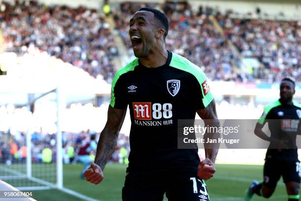 Callum Wilson of AFC Boucrnemouth elebrates after scoring his sides second goal during the Premier League match between Burnley and AFC Bournemouth...