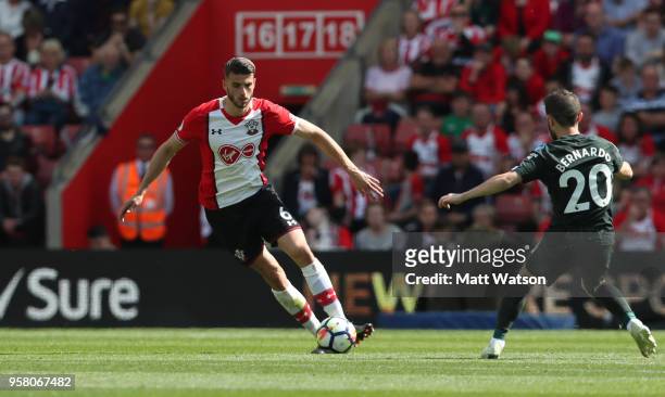 Wesley Hoedt of Southampton during the Premier League match between Southampton and Manchester City at St Mary's Stadium on May 13, 2018 in...