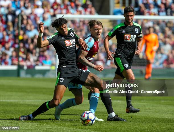 Burnley's Jeff Hendrick battles with Bournemouth's Tyrone Mings during the Premier League match between Burnley and AFC Bournemouth at Turf Moor on...