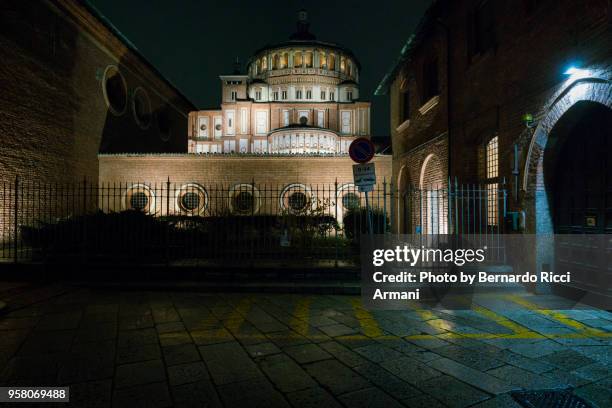 santa maria delle grazie (milan) - milano notte foto e immagini stock