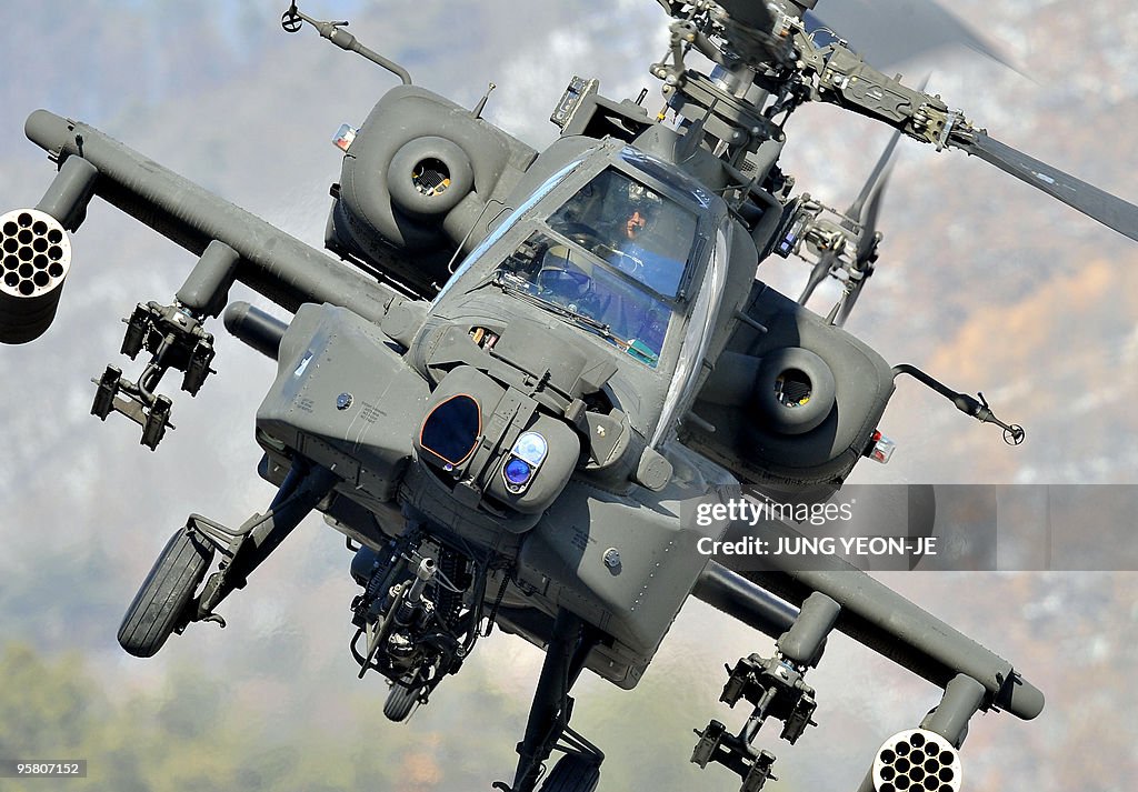 A US Apache helicopter takes to the air