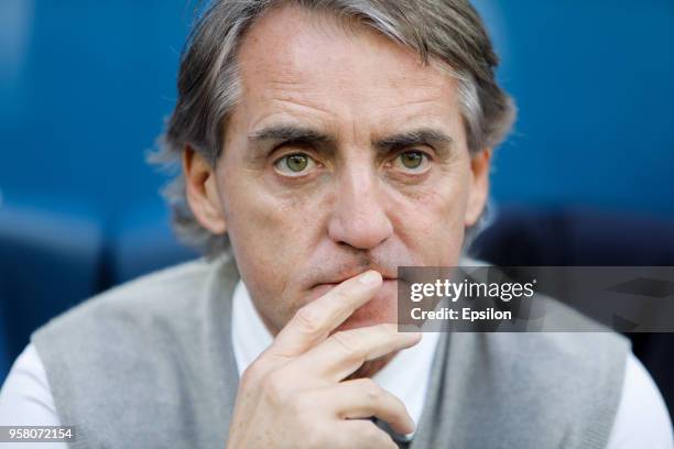 Zenit Saint Petersburg head coach Roberto Mancini looks on during the Russian Football League match between FC Zenit Saint Petersburg and FC SKA...