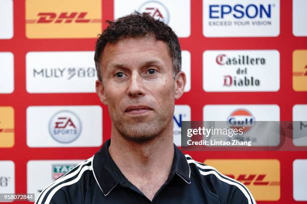 Former Manchester United player Ronny Johnsen attend a press conference before the ILOVEUNITED Fan Party on May 13, 2018 in Beijing, China.