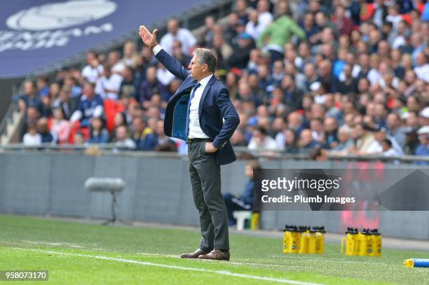 Manager Claude Puel of Leicester City during the Premier League match between Tottenham Hotspur and Leicester City at Wembley Stadium, on May 13th,...