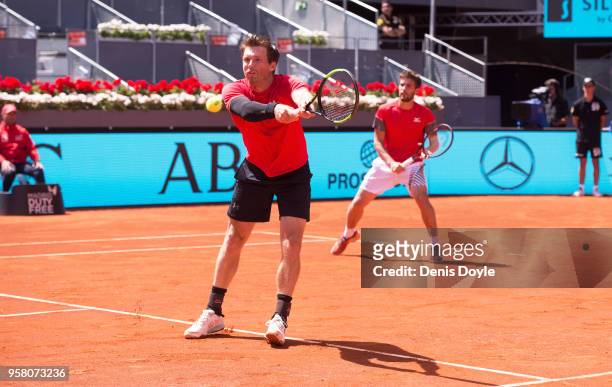 Nikola Mektic of Croatia and Alexander Peya of Austria in action against Bob Bryan and Mike Bryan of The United States in the final doubles match...