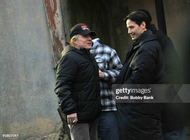 James Caan and Keanu Reeves on location for "Henry's Crime" on January 15, 2010 in Tarrytown, New York.