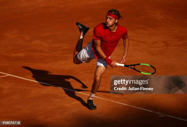 Stefanos Tsitsipas of Greece in action against Dusan Lajovic of Serbia during day one of the Internazionali BNL d'Italia 2018 tennis at Foro Italico...