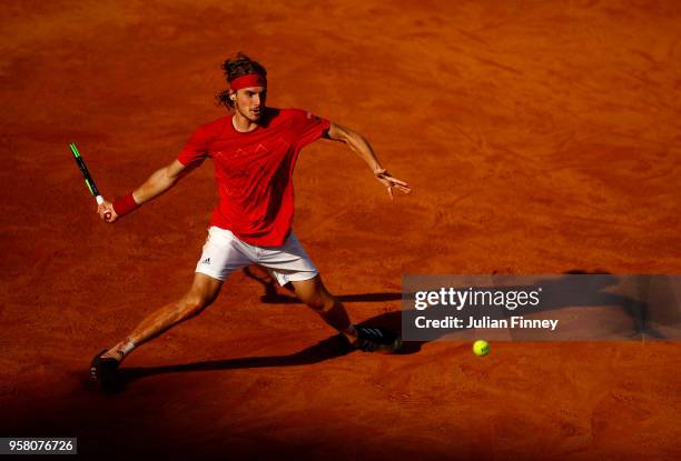 Stefanos Tsitsipas of Greece in action against Dusan Lajovic of Serbia during day one of the Internazionali BNL d'Italia 2018 tennis at Foro Italico...