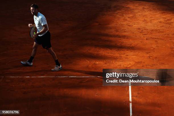 Jack Sock of USA celebrates a point in his match against David Ferrer of Spain during day one of the Internazionali BNL d'Italia 2018 tennis at Foro...