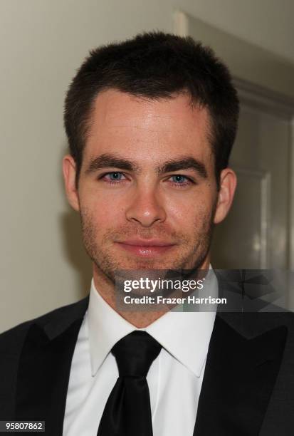 Actor Chris Pine at the Golden Globes party hosted by T Magazine and Dom Perignon at Chateau Marmont on January 15, 2010 in Los Angeles, California.