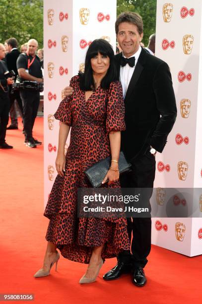 Claudia Winkleman and Kris Thykier attend the Virgin TV British Academy Television Awards at The Royal Festival Hall on May 13, 2018 in London,...