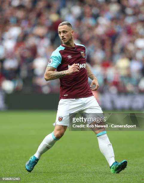 West Ham United's Marko Arnautovic during the Premier League match between West Ham United and Everton at London Stadium on May 13, 2018 in London,...