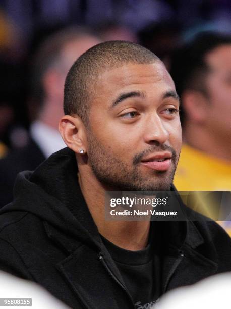 Los Angeles Dodger outfielder Matt Kemp attends a game between the Los Angeles Clippers and the Los Angeles Lakers at Staples Center on January on...