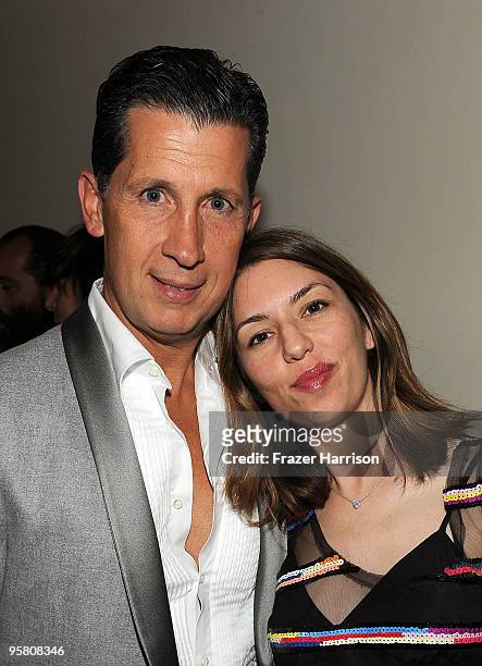 Stefano Tonchi and director Sofia Coppola attend the Golden Globes party hosted by T Magazine and Dom Perignon at Chateau Marmont on January 15, 2010...