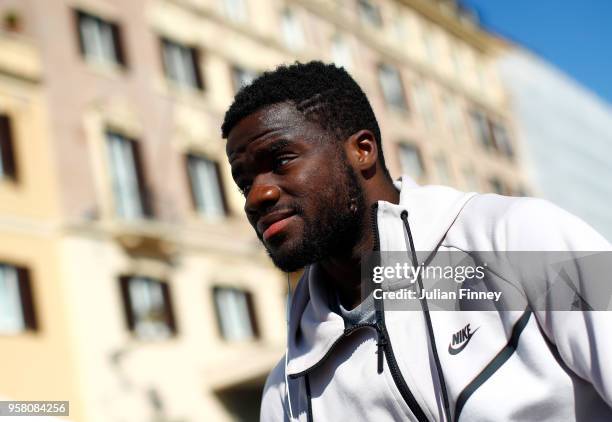 Frances Tiafoe of USA visits the Spanish Steps during day one of the Internazionali BNL d'Italia 2018 tennis at Foro Italico on May 13, 2018 in Rome,...